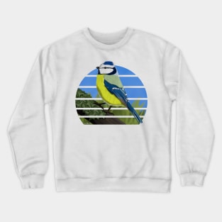 jz.birds Blue Titmouse Bird Animal Design Illustration Crewneck Sweatshirt